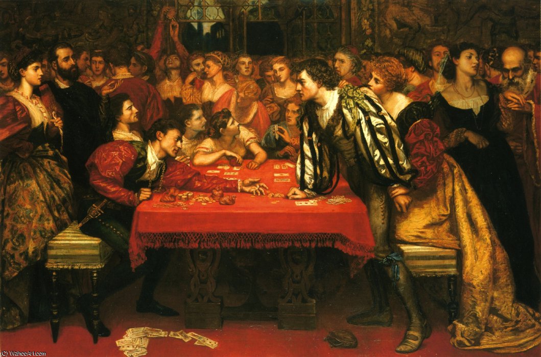 Wikioo.org - The Encyclopedia of Fine Arts - Painting, Artwork by Valentine Cameron Prinsep - A Venetian Gaming-House in the Sixteenth Century
