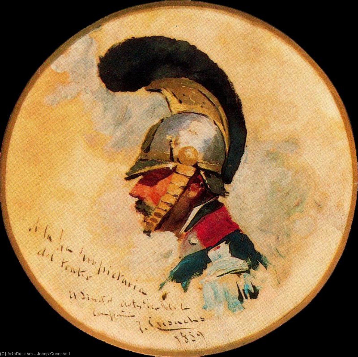 Wikioo.org - The Encyclopedia of Fine Arts - Painting, Artwork by Josep Cusachs I - Head of cuirassier