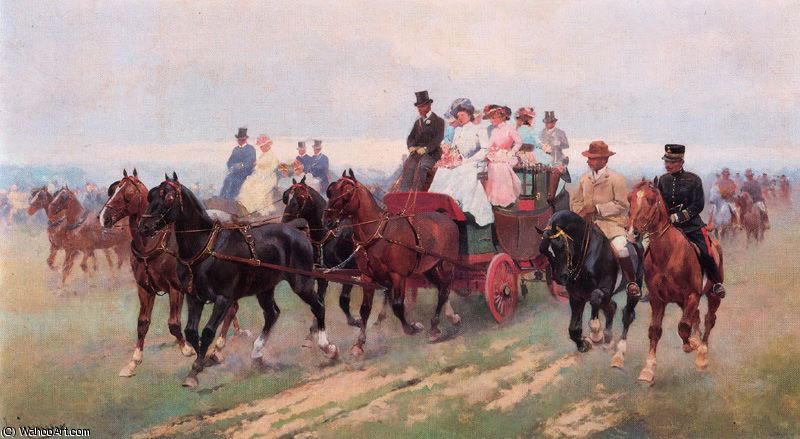 WikiOO.org - Encyclopedia of Fine Arts - Maalaus, taideteos Josep Cusachs I - Return from the races