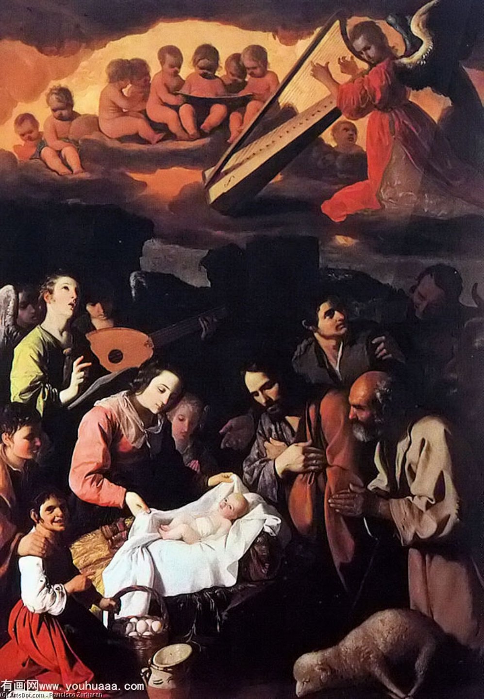 Wikioo.org - Bách khoa toàn thư về mỹ thuật - Vẽ tranh, Tác phẩm nghệ thuật Francisco Zurbaran - The Adoration of the Shepherds, oil on can