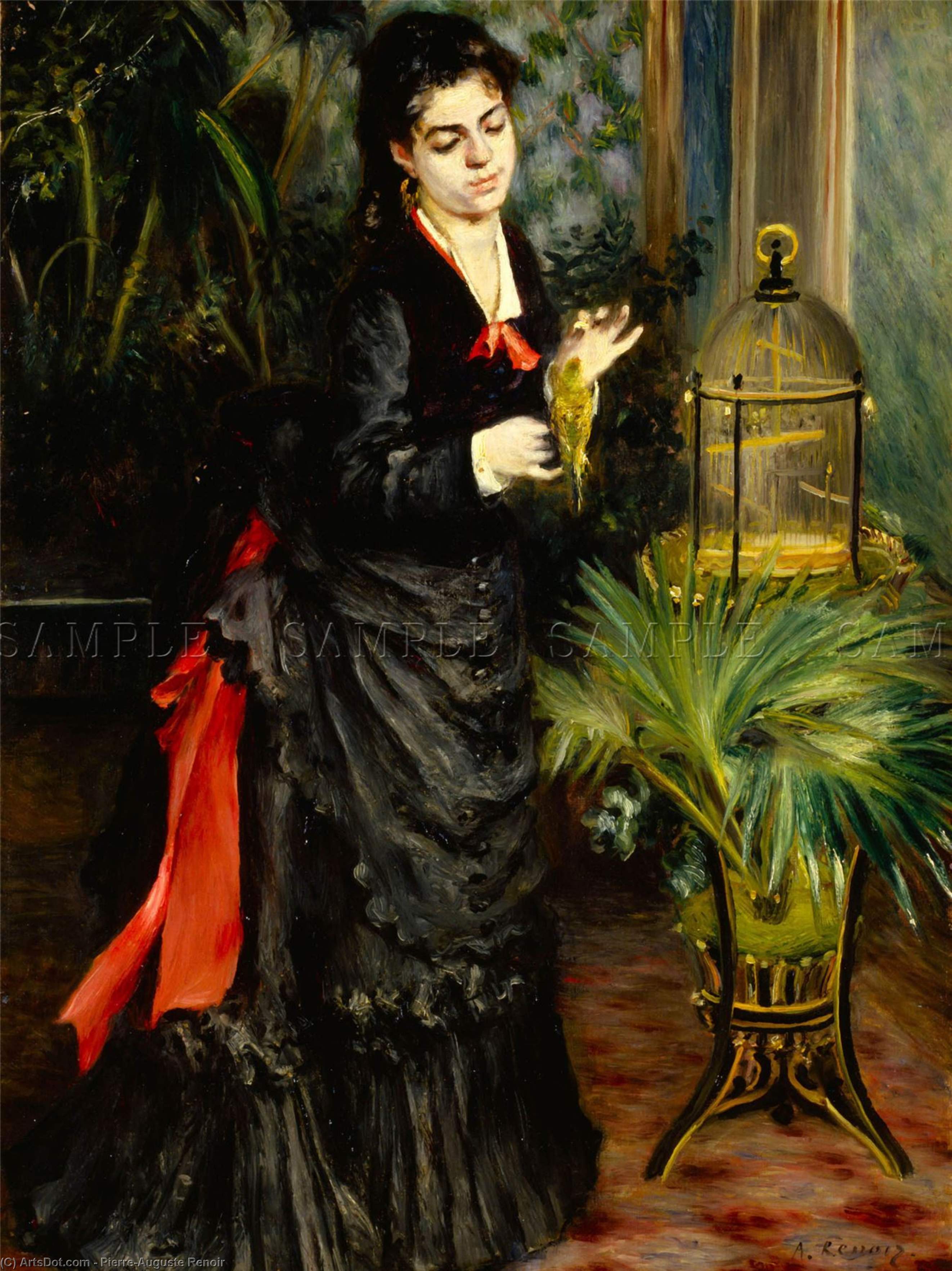 Wikioo.org - The Encyclopedia of Fine Arts - Painting, Artwork by Pierre-Auguste Renoir - Woman with a Parrot (Henriette Darras)