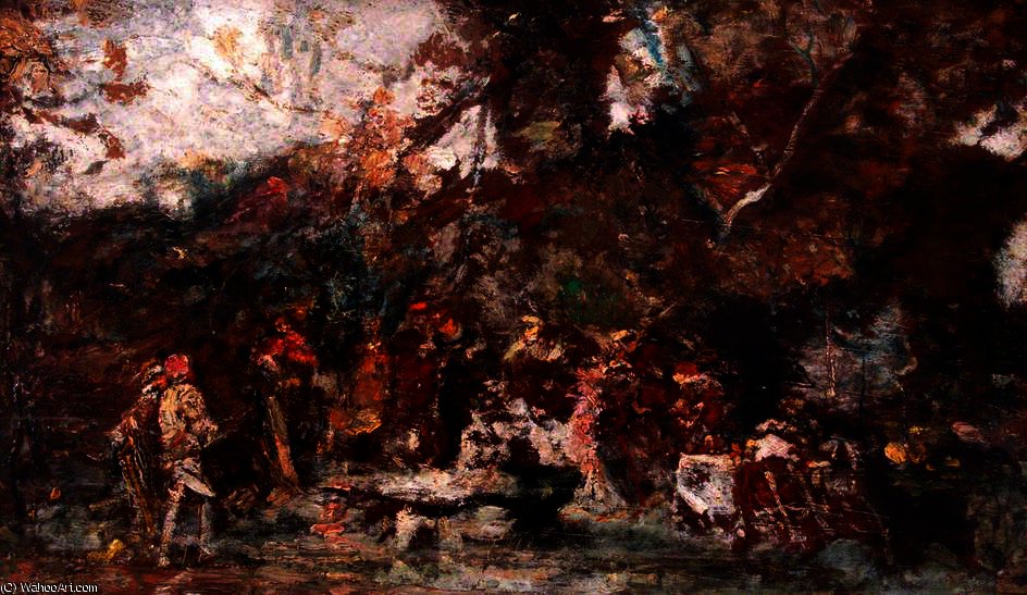 Wikioo.org - The Encyclopedia of Fine Arts - Painting, Artwork by Adolphe Joseph Thomas Monticelli - Bucolic party