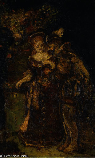 WikiOO.org - Енциклопедія образотворчого мистецтва - Живопис, Картини
 Adolphe Joseph Thomas Monticelli - Couple dans un paysage
