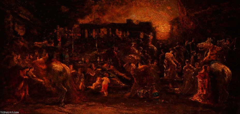 WikiOO.org - Encyclopedia of Fine Arts - Målning, konstverk Adolphe Joseph Thomas Monticelli - Destruction of Pompeii