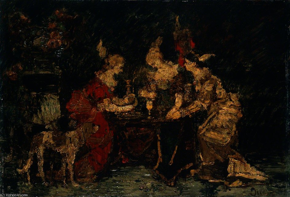 WikiOO.org - Encyclopedia of Fine Arts - Maleri, Artwork Adolphe Joseph Thomas Monticelli - Ladies on a Terrace