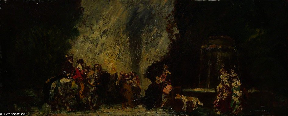 Wikioo.org - The Encyclopedia of Fine Arts - Painting, Artwork by Adolphe Joseph Thomas Monticelli - Meeting Place of the Hunt