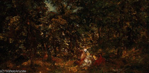 WikiOO.org - Encyclopedia of Fine Arts - Schilderen, Artwork Adolphe Joseph Thomas Monticelli - Rest in forest