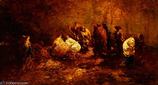 Wikioo.org - The Encyclopedia of Fine Arts - Painting, Artwork by Adolphe Joseph Thomas Monticelli - Small red women