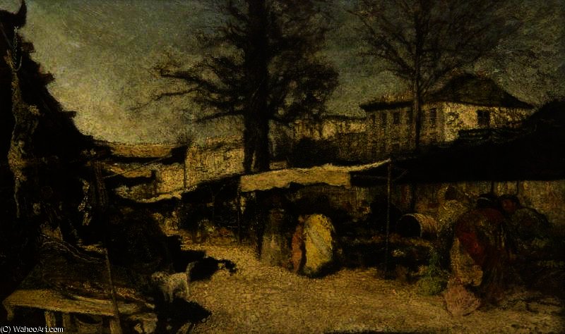 Wikioo.org - The Encyclopedia of Fine Arts - Painting, Artwork by Adolphe Joseph Thomas Monticelli - The bazaar, marseilles