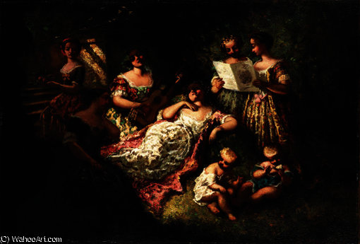 Wikioo.org - Bách khoa toàn thư về mỹ thuật - Vẽ tranh, Tác phẩm nghệ thuật Adolphe Joseph Thomas Monticelli - The music party