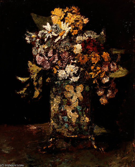 Wikioo.org - The Encyclopedia of Fine Arts - Painting, Artwork by Adolphe Joseph Thomas Monticelli - Vase of flowers