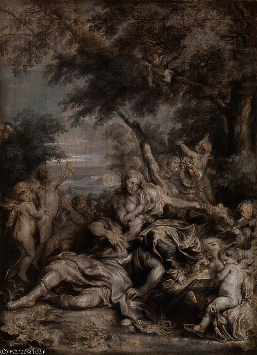 WikiOO.org - Encyclopedia of Fine Arts - Maľba, Artwork Anthony Van Dyck - Carlo and Ubaldo see Rinaldo conquered by Love for Armida