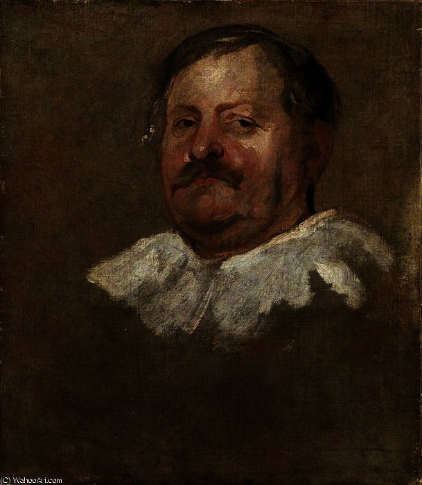 WikiOO.org – 美術百科全書 - 繪畫，作品 Anthony Van Dyck - 一个头 大胡子男人 戴 在下降 环状领