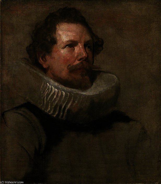Wikioo.org - The Encyclopedia of Fine Arts - Painting, Artwork by Anthony Van Dyck - Head of a bearded Man wearing a Wheel Ruff
