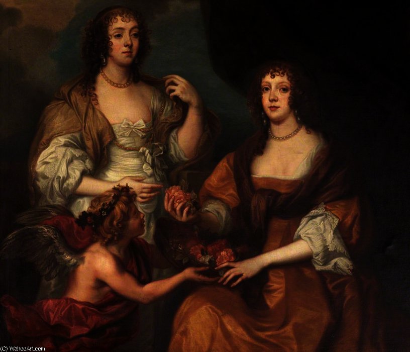 Wikoo.org - موسوعة الفنون الجميلة - اللوحة، العمل الفني Anthony Van Dyck - Lady Elizabeth Thimbelby and Dorothy, Viscountess Andover