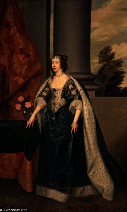 WikiOO.org - Encyclopedia of Fine Arts - Maleri, Artwork Anthony Van Dyck - Queen Henrietta Maria, Queen of Charles I