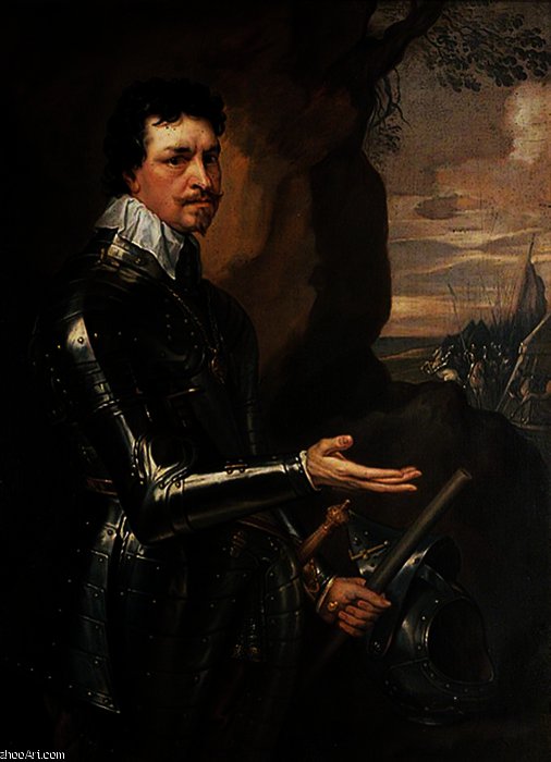 WikiOO.org - Encyclopedia of Fine Arts - Festés, Grafika Anthony Van Dyck - The Earl of Strafford in Armour