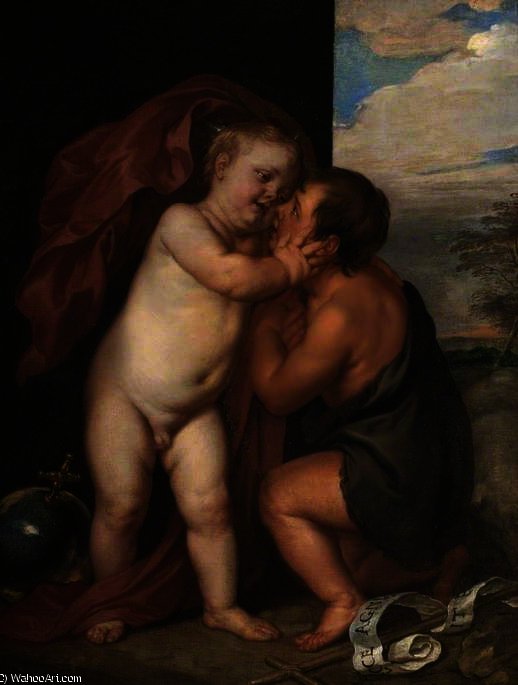 WikiOO.org - 百科事典 - 絵画、アートワーク Anthony Van Dyck - ザー 幼児  キリスト  と一緒に  セント  ジョン