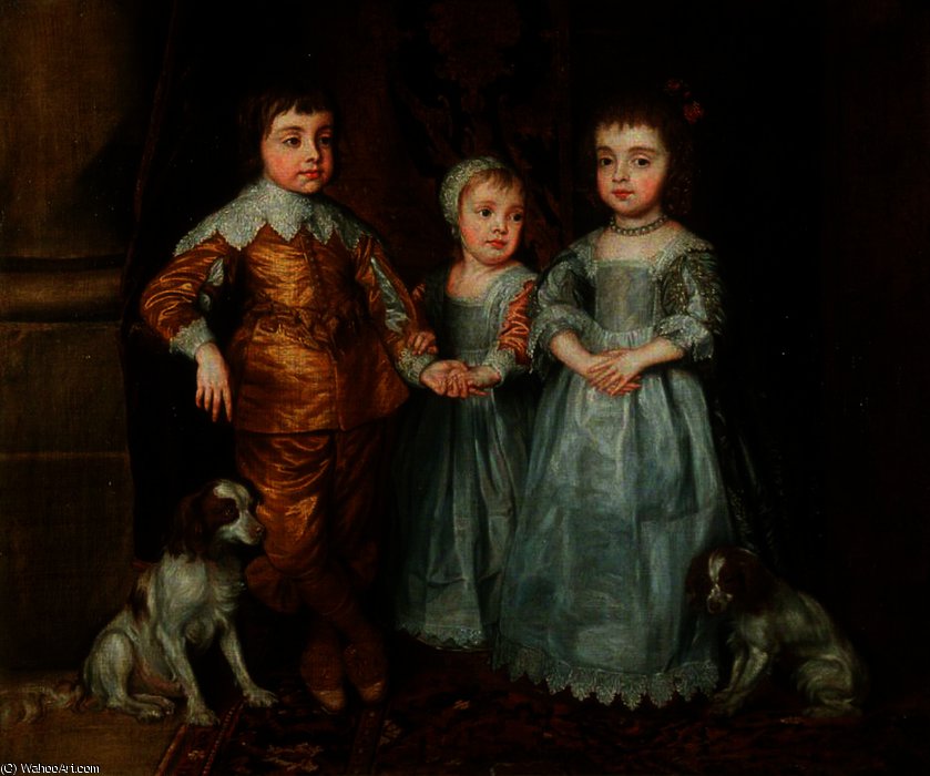 Wikioo.org - สารานุกรมวิจิตรศิลป์ - จิตรกรรม Anthony Van Dyck - The Three Eldest Children of King Charles I