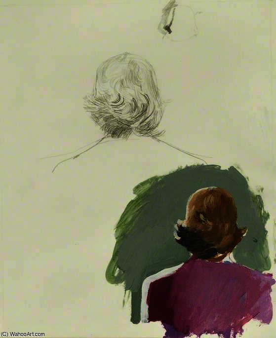 Wikioo.org - Die Enzyklopädie bildender Kunst - Malerei, Kunstwerk von David Hockney - Studieren für 'Sur la terrasse'