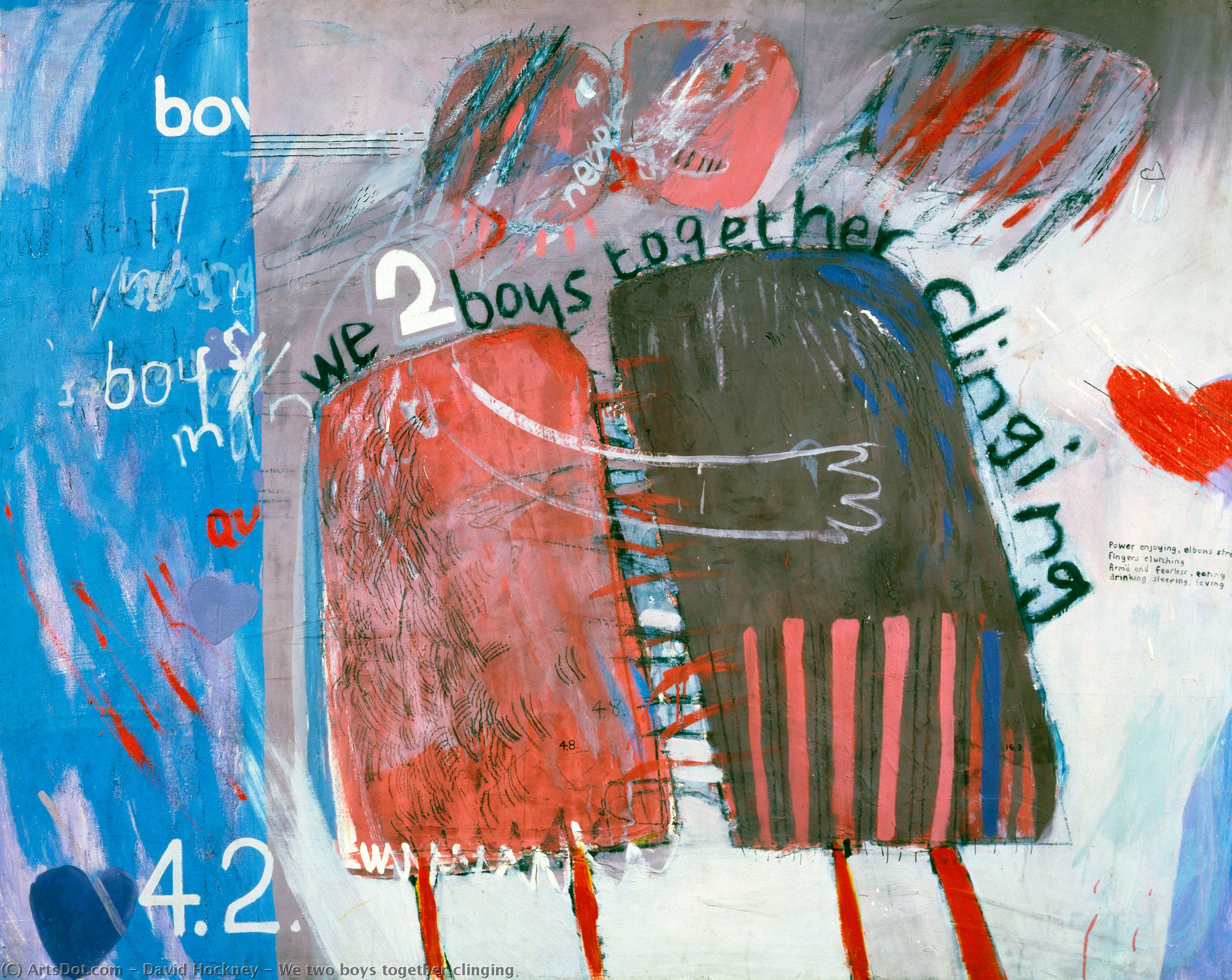 Wikoo.org - موسوعة الفنون الجميلة - اللوحة، العمل الفني David Hockney - We two boys together clinging
