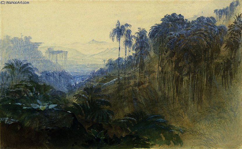 Wikioo.org - The Encyclopedia of Fine Arts - Painting, Artwork by Edward Lear - Adam's peak, ratnapura, ceylon (sri lanka)