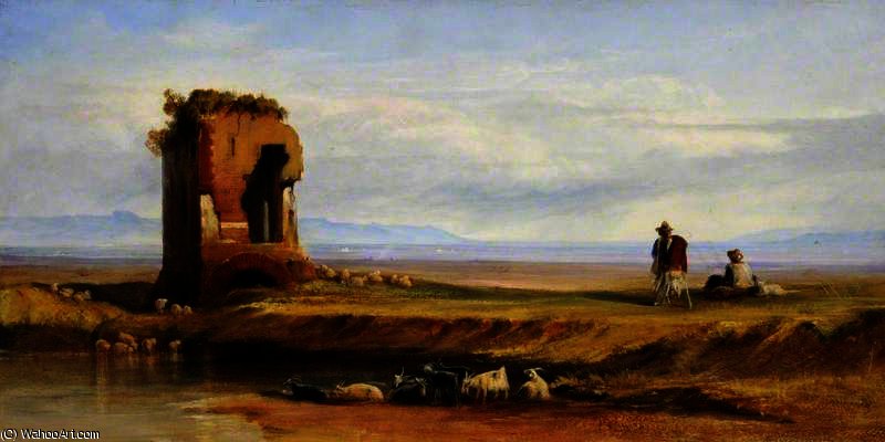 Wikioo.org - The Encyclopedia of Fine Arts - Painting, Artwork by Edward Lear - Buon Ricovero, in the Roman Campagna