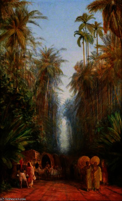 WikiOO.org - Encyclopedia of Fine Arts - Maľba, Artwork Edward Lear - Road near Galle, Ceylon