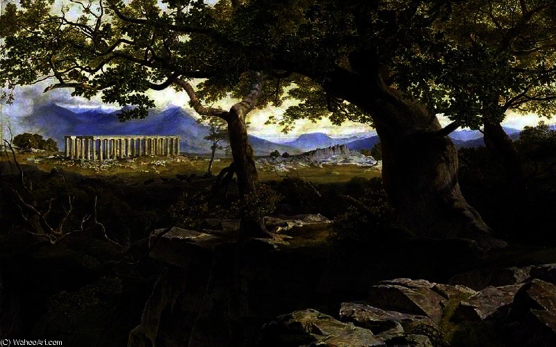WikiOO.org - Enciclopedia of Fine Arts - Pictura, lucrări de artă Edward Lear - The Temple of Apollo at Bassae