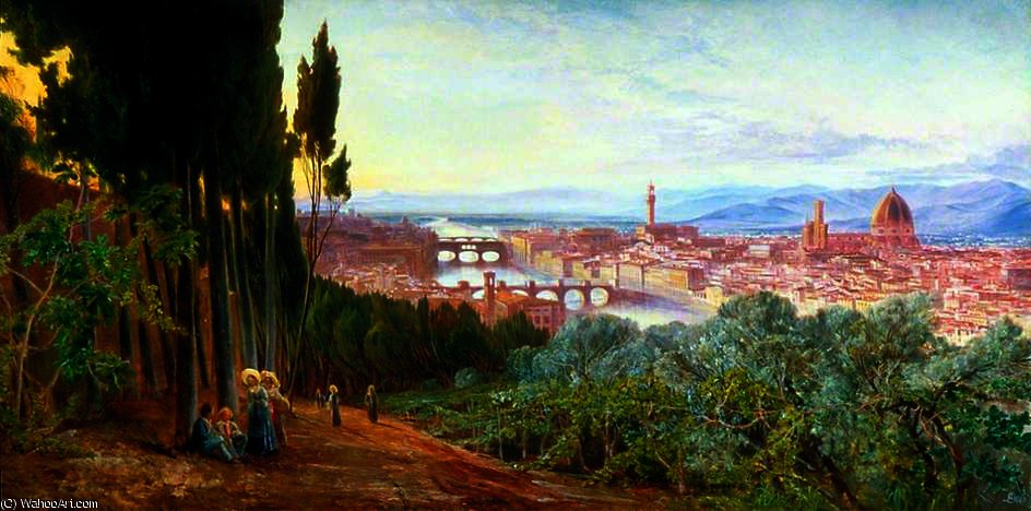 Wikioo.org - Die Enzyklopädie bildender Kunst - Malerei, Kunstwerk von Edward Lear - Ansicht von Florenz aus villa san firenze
