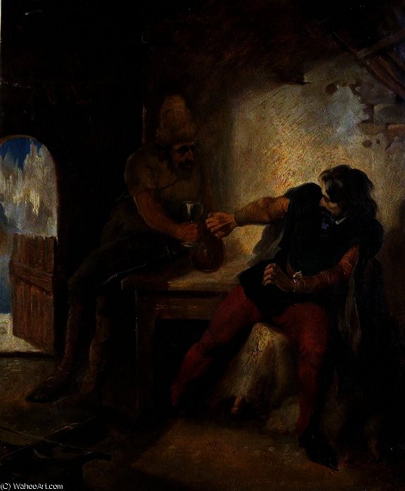 WikiOO.org - אנציקלופדיה לאמנויות יפות - ציור, יצירות אמנות Ford Madox Brown - Manfred in the Chamois Hunter's Hut