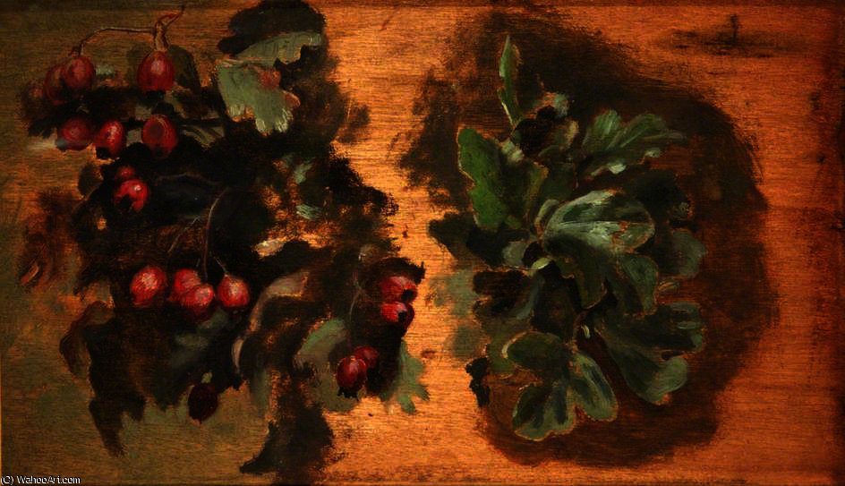 WikiOO.org - Encyclopedia of Fine Arts - Maleri, Artwork Ford Madox Brown - Studies of Hawthorn Berries and Leaves
