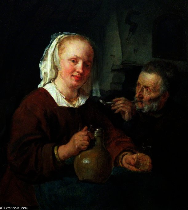 WikiOO.org - Енциклопедія образотворчого мистецтва - Живопис, Картини
 Gabriel Metsu - A Man and a Woman at Wine