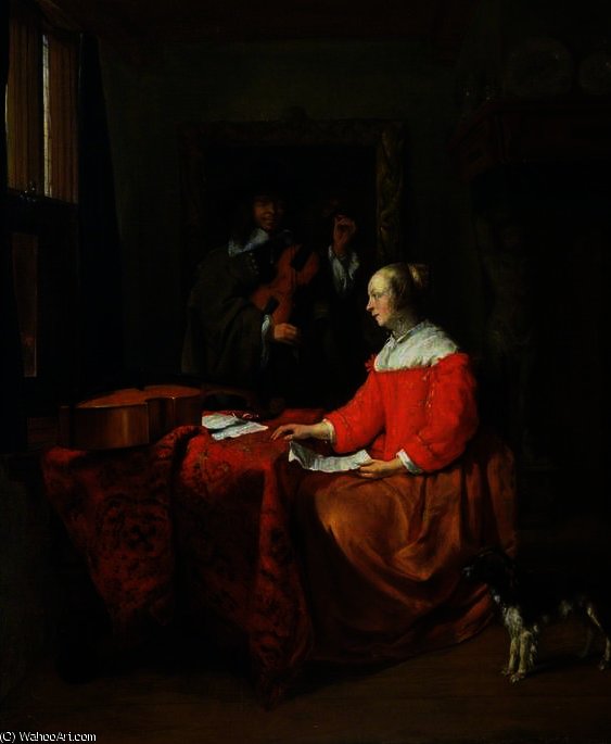 Wikioo.org - The Encyclopedia of Fine Arts - Painting, Artwork by Gabriel Metsu - The music lesson