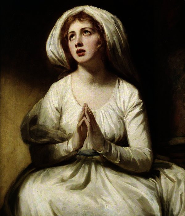 WikiOO.org - دایره المعارف هنرهای زیبا - نقاشی، آثار هنری George Romney - Emma Hart at Prayer