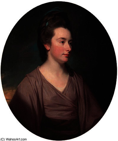 Wikioo.org - The Encyclopedia of Fine Arts - Painting, Artwork by George Romney - Portrait of elizabeth, viscountess melbourne, half-length, in a mauve dress