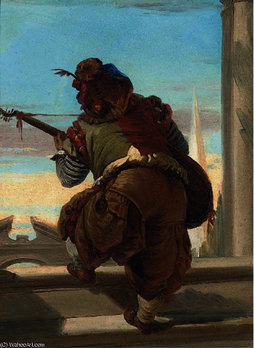 WikiOO.org - دایره المعارف هنرهای زیبا - نقاشی، آثار هنری Giovanni Battista Tiepolo - A dwarf playing a lute