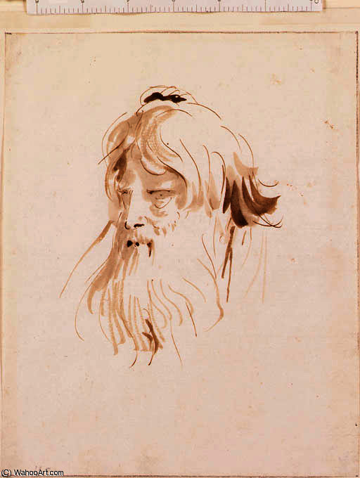 Wikioo.org - The Encyclopedia of Fine Arts - Painting, Artwork by Giovanni Battista Tiepolo - A fantastic head of a bearded man
