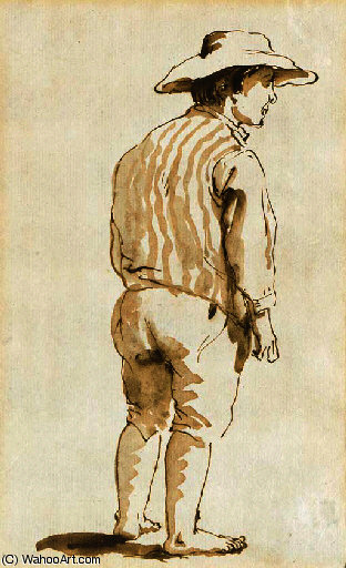 WikiOO.org - Encyclopedia of Fine Arts - Lukisan, Artwork Giovanni Battista Tiepolo - A man seen from behind in a hat