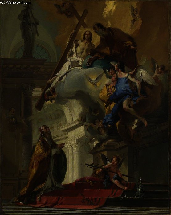 Wikioo.org - The Encyclopedia of Fine Arts - Painting, Artwork by Giovanni Battista Tiepolo - A Vision of the Trinity appearing to Pope Saint Clement