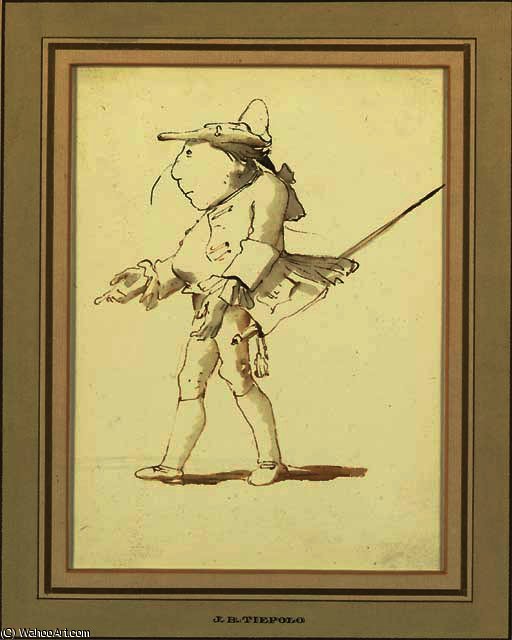 Wikioo.org - Bách khoa toàn thư về mỹ thuật - Vẽ tranh, Tác phẩm nghệ thuật Giovanni Battista Tiepolo - Caricature of a courtier