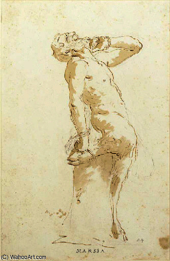 Wikioo.org - The Encyclopedia of Fine Arts - Painting, Artwork by Giovanni Battista Tiepolo - Marsyas standing in profile to the right