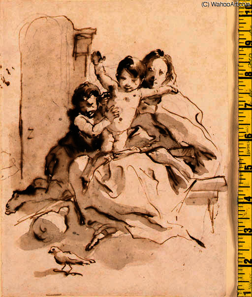 Wikioo.org - The Encyclopedia of Fine Arts - Painting, Artwork by Giovanni Battista Tiepolo - The madonna and child with the infant baptist (recto);