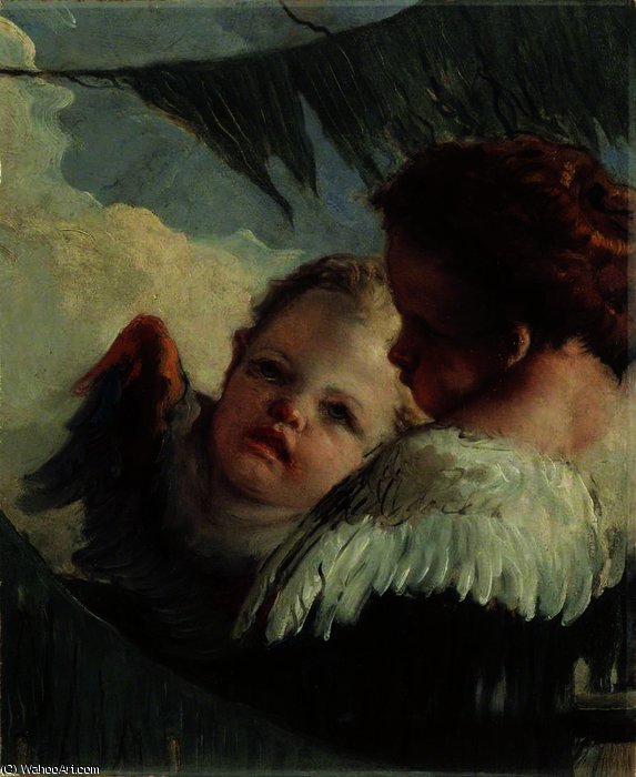 Wikioo.org – L'Enciclopedia delle Belle Arti - Pittura, Opere di Giovanni Battista Tiepolo - due teste di  angeli