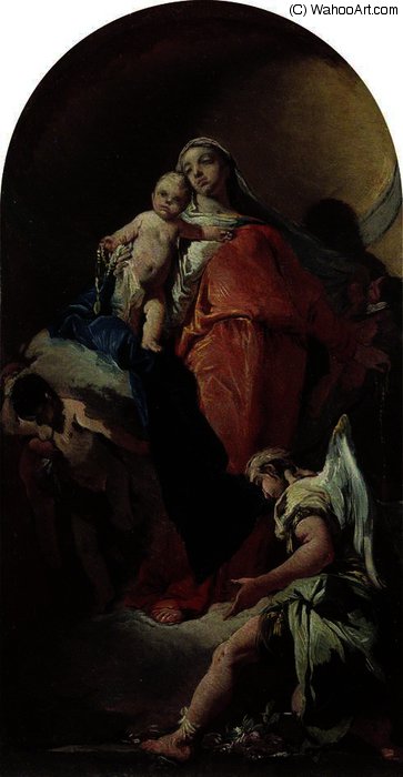 Wikioo.org - The Encyclopedia of Fine Arts - Painting, Artwork by Giovanni Battista Tiepolo - Virgin and Child with an Angel