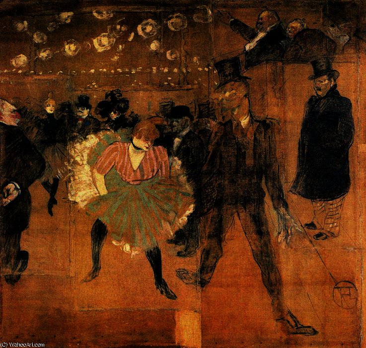 Wikoo.org - موسوعة الفنون الجميلة - اللوحة، العمل الفني Henri De Toulouse Lautrec - Dance in the Moulin Rouge, the Goulue and Valentin him Desossé