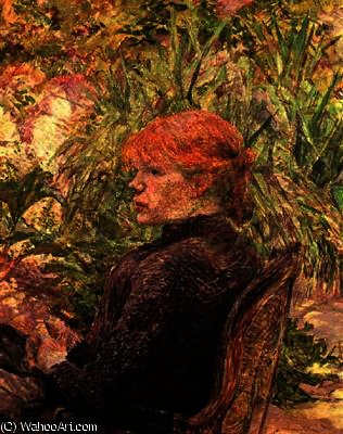 Wikioo.org – L'Encyclopédie des Beaux Arts - Peinture, Oeuvre de Henri De Toulouse Lautrec - Red-Haired fille dans un jardin