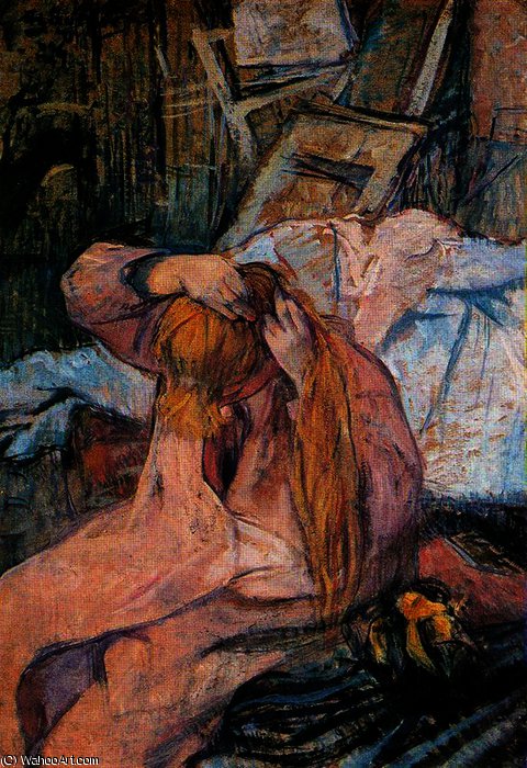 WikiOO.org - Encyclopedia of Fine Arts - Malba, Artwork Henri De Toulouse Lautrec - Woman Combing Herself II