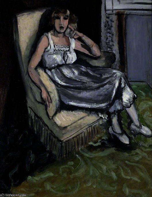 Wikioo.org - Die Enzyklopädie bildender Kunst - Malerei, Kunstwerk von Henri Matisse - frau sitzend an  ein  Sessel