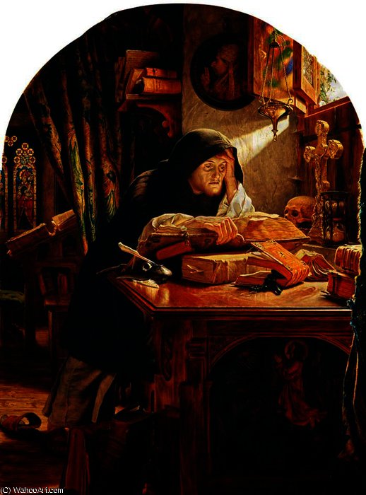WikiOO.org - Encyclopedia of Fine Arts - Maleri, Artwork Joseph Noel Paton - Dawn - Luther at Erfurt